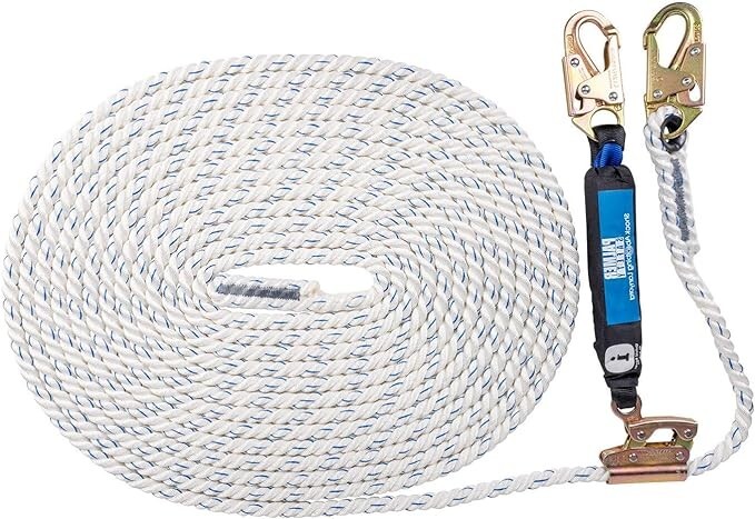 Vertical Lifeline Assembly - 50FT Rope Harness Safety Lanyard with Rope Grab