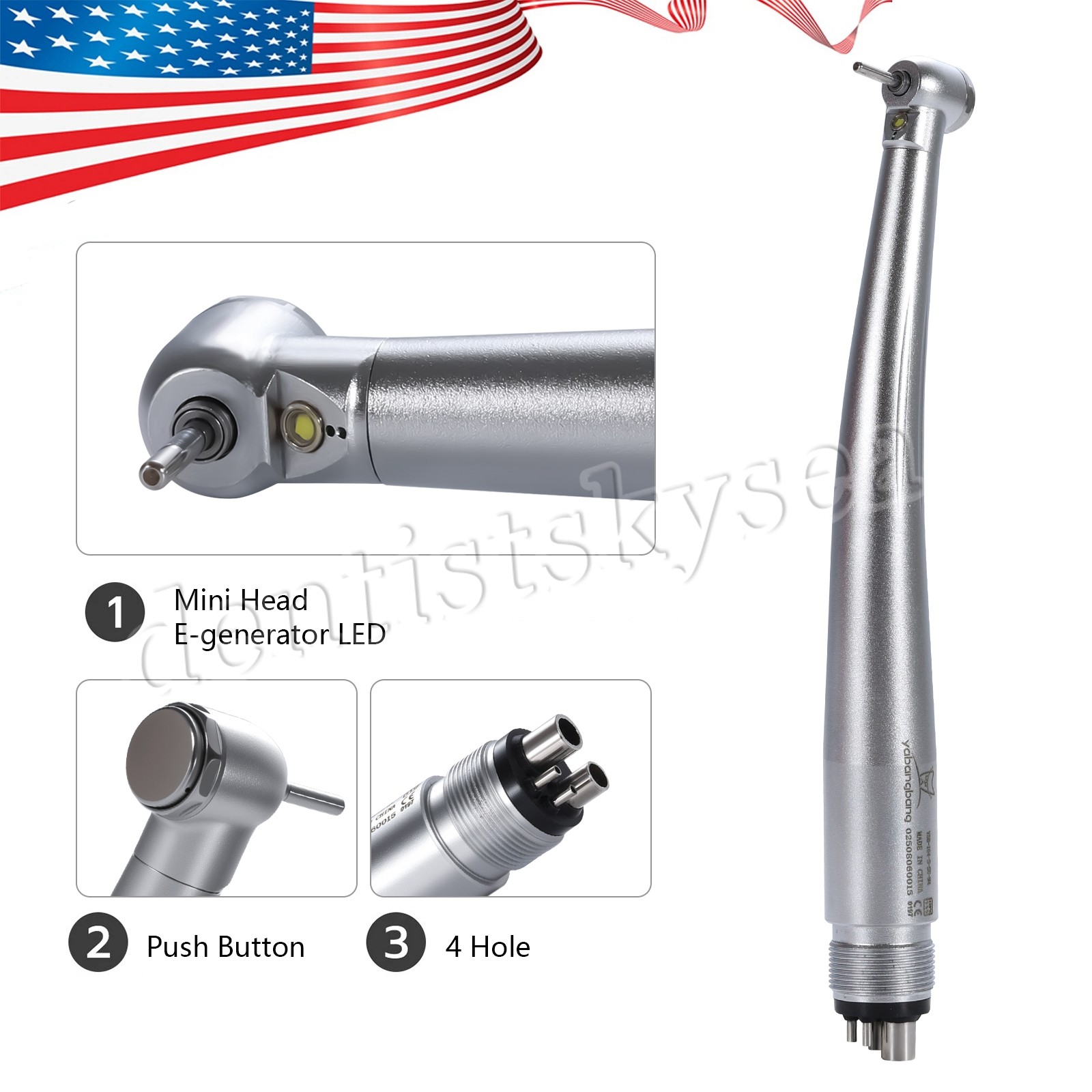 4Hole Fiber Optic LED E-generator High Speed Handpiece Small Head Dental for Kid