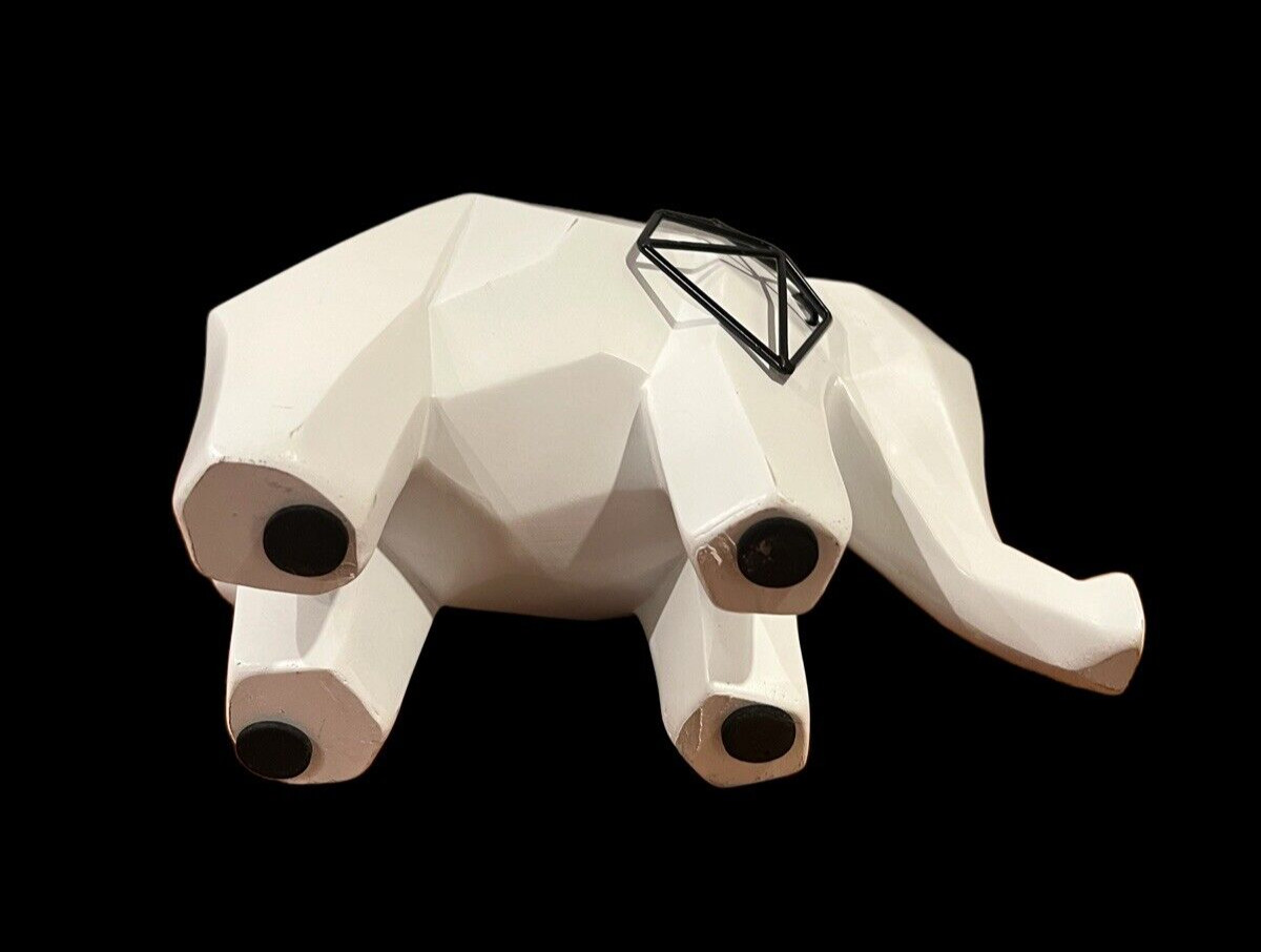 Elephant Ceramic Angular Geometric Ear Body Pattern Modernist Style