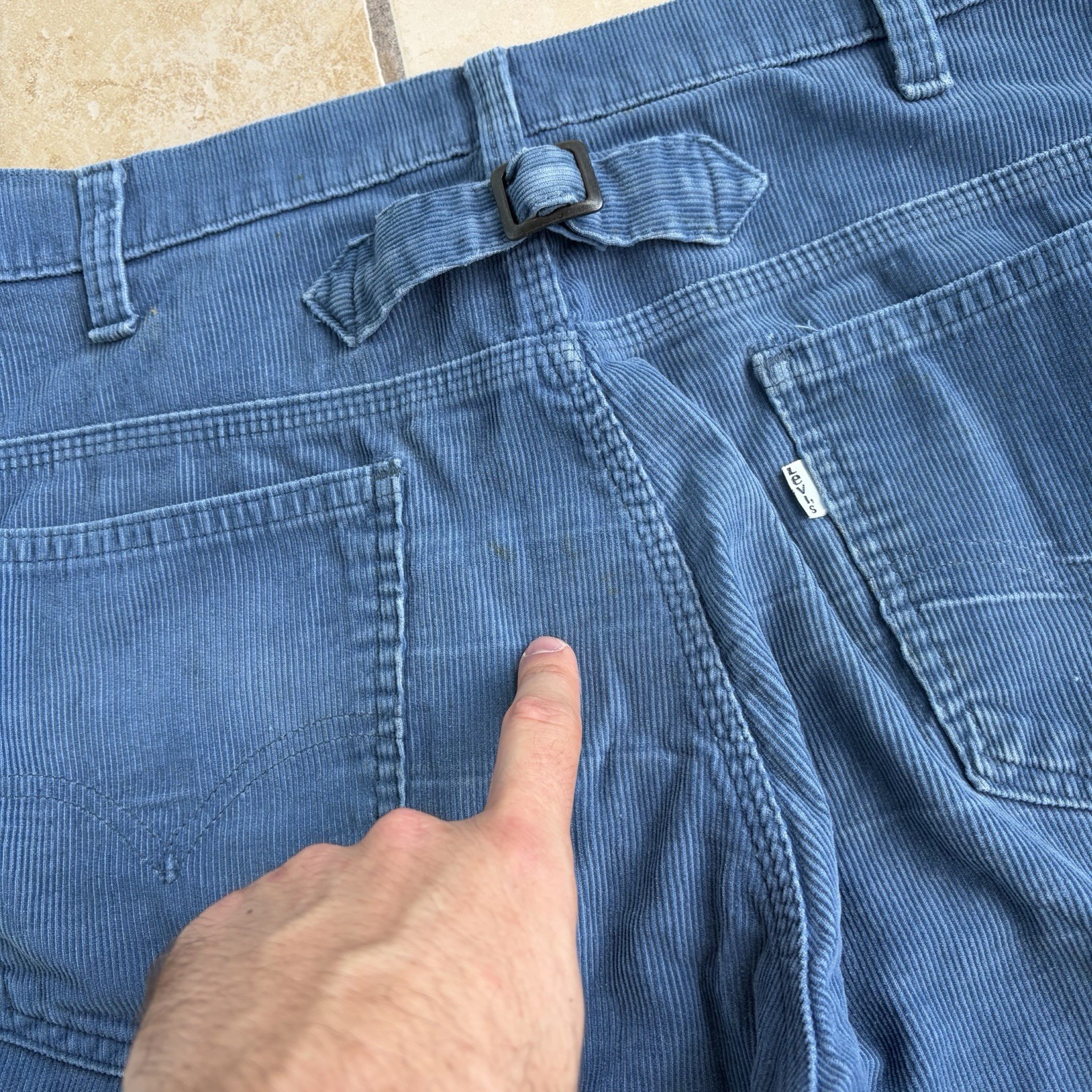 Vtg Levi’s Pants Mens 32x30 Blue Corduroy Bell Flare Buckle Back 70s Talon Zip