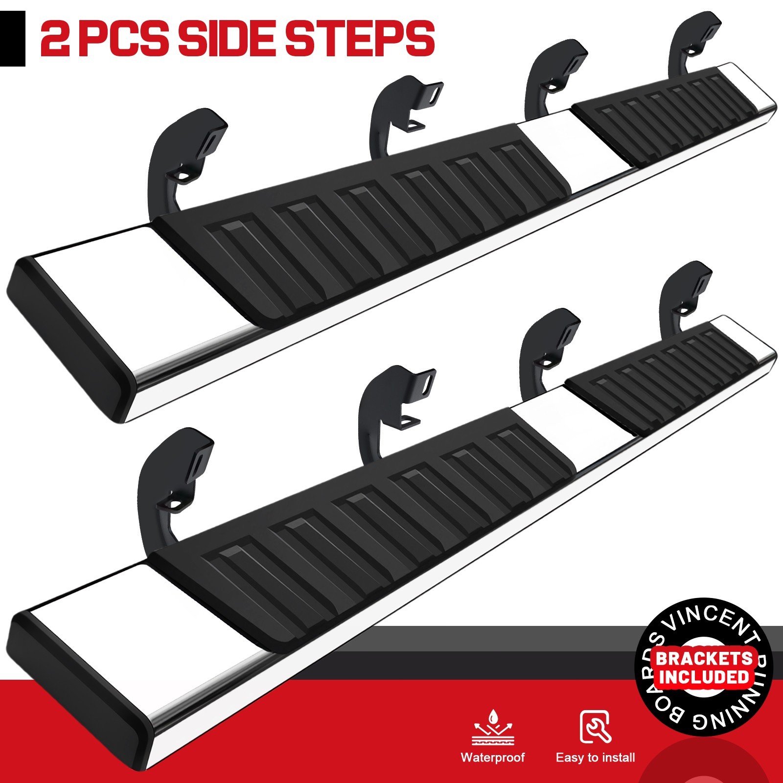 For 2004-2014 Ford F150 Super Crew Cab 6" Running Board Side Step Nerf Bar S/S H