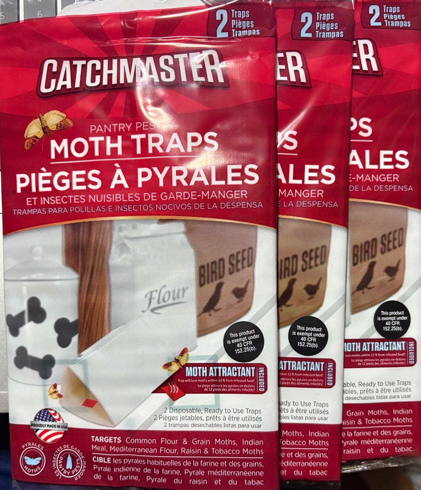 Catchmaster Pantry Pest & Moth Pheromone Infused Glue Board Traps Indian Meal