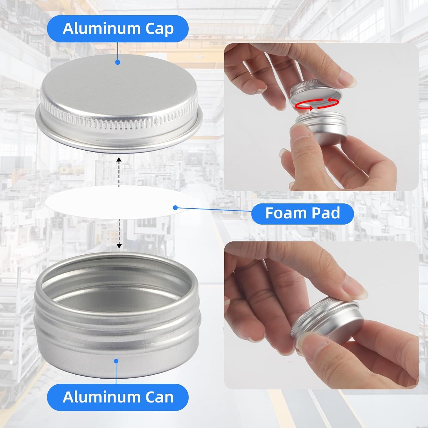 8PCS 15ml Aluminum Tin Jars with Lids Travel Cosmetic Lip Balm Salve Containers