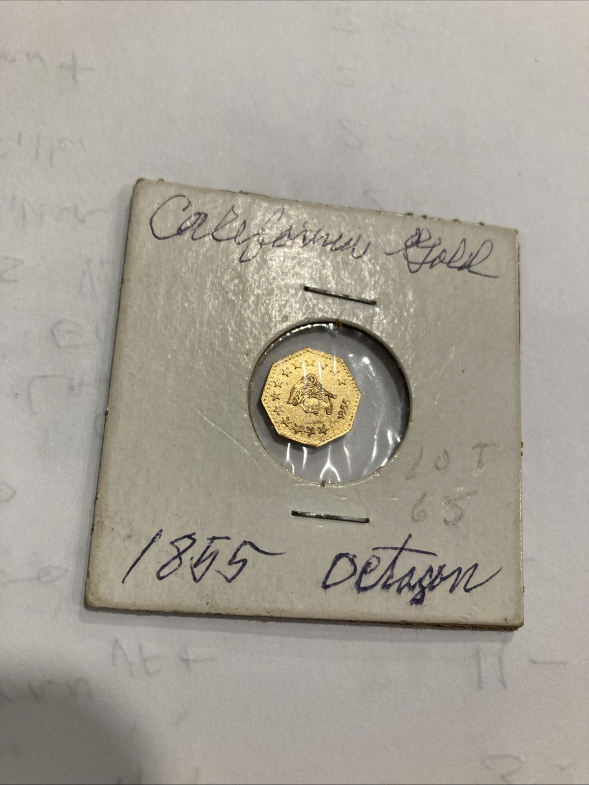 1855 California Gold 1/2 Denomination Octagonal Coin 13 Stars
