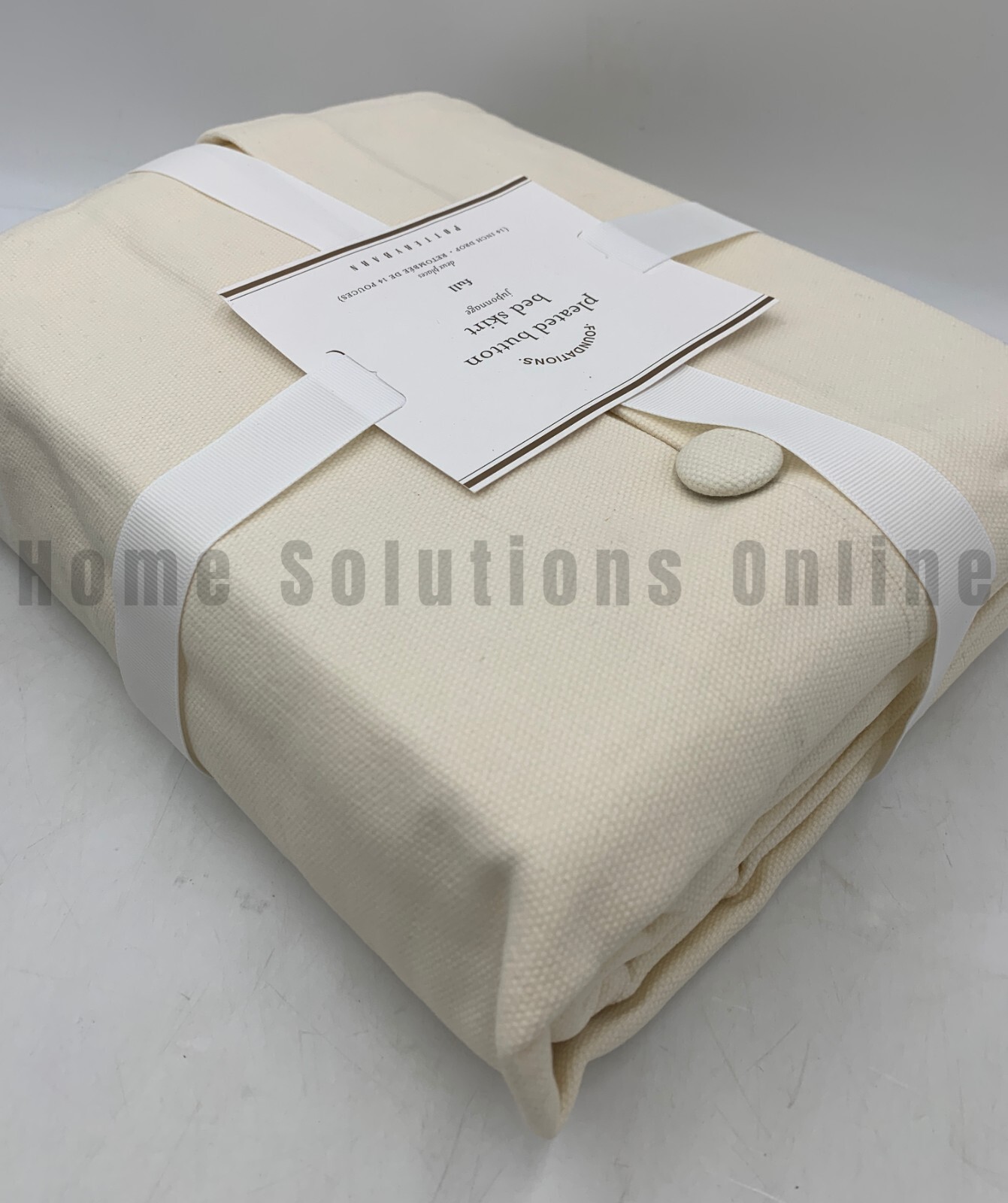 Pottery Barn Pleated Button Cotton Bed Skirt Full Natural Ivory 14" Drop #N406