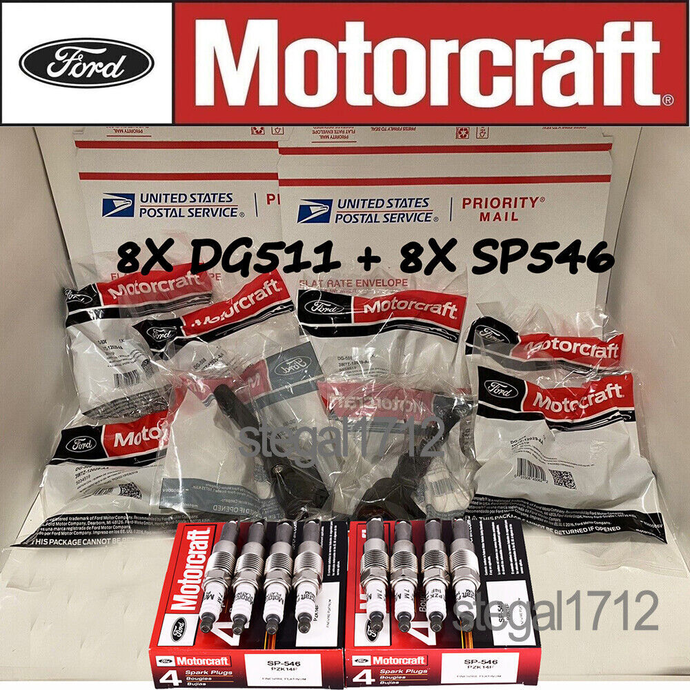 8 pack OEM Genuine DG511 Ignition Coil & Spark Plug SP546 For F150 Ford Lincoln