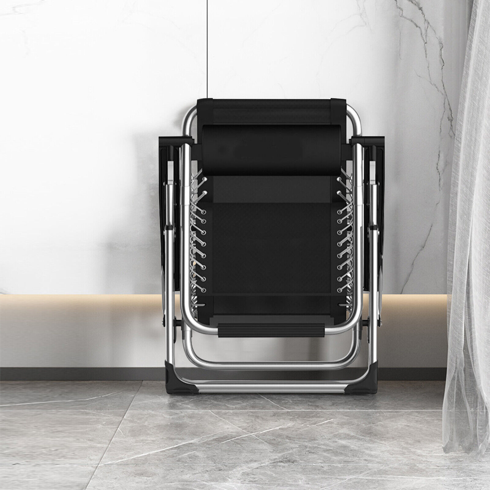 SLSY Zero Gravity Chair Lawn Recliner Reclining Patio Lounger Chair Blue Cushion