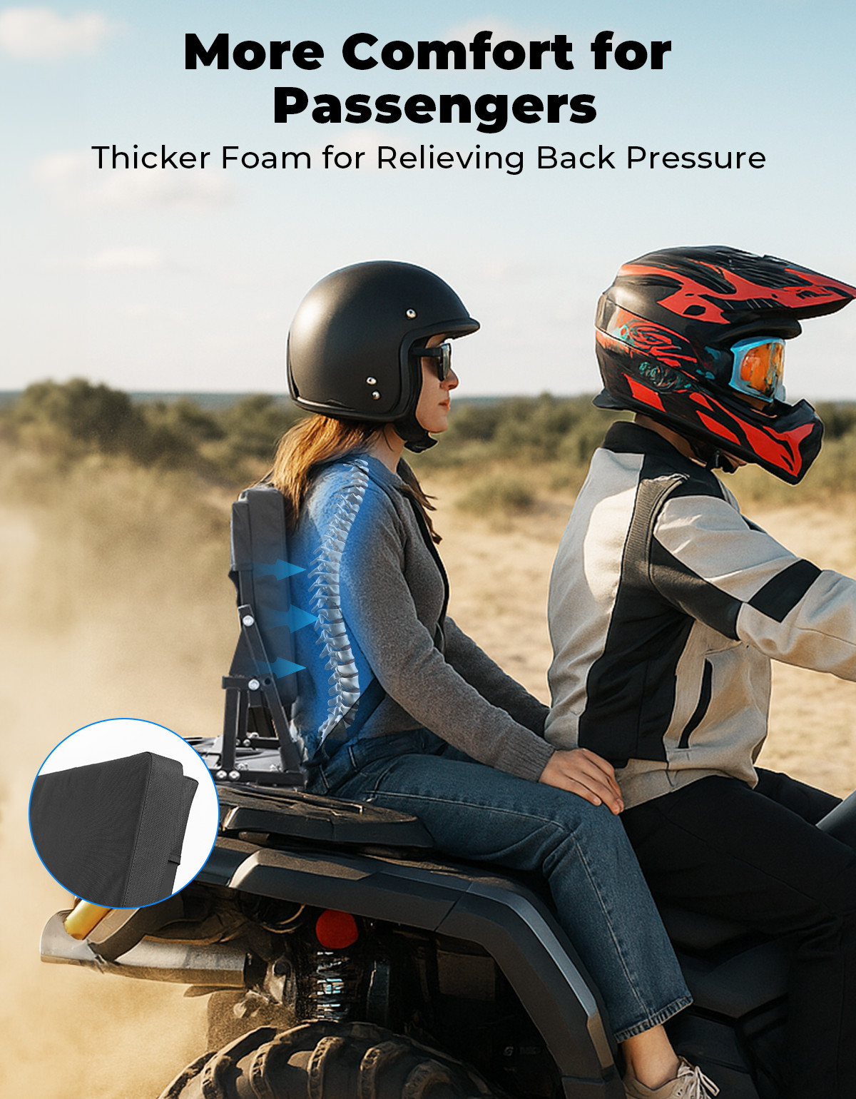 ATV Rear Seat Backrest W/ Steel Frame For Polaris Suzuki Can Am Grizzly Fourtrax