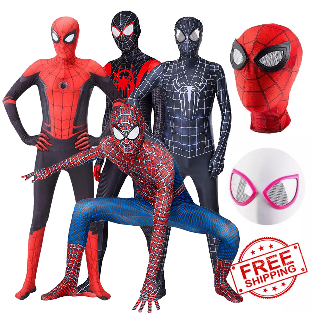 Spider-Man Costume Miles Gwen Halloween Jumpsuit Cosplay Bodysuit size 150-190