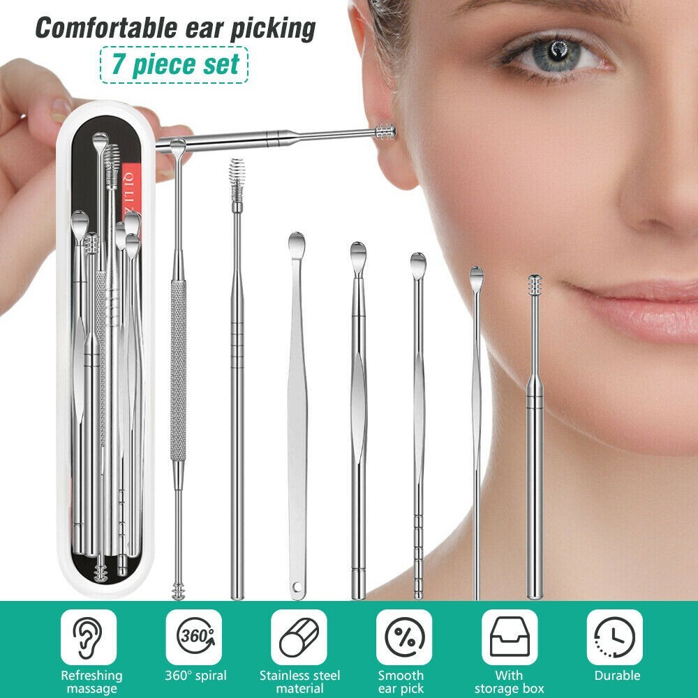 New 7PCS Innovative Spring Ear Wax Cleaner Tool Set Ear Pick Ear Wax Removal Kit