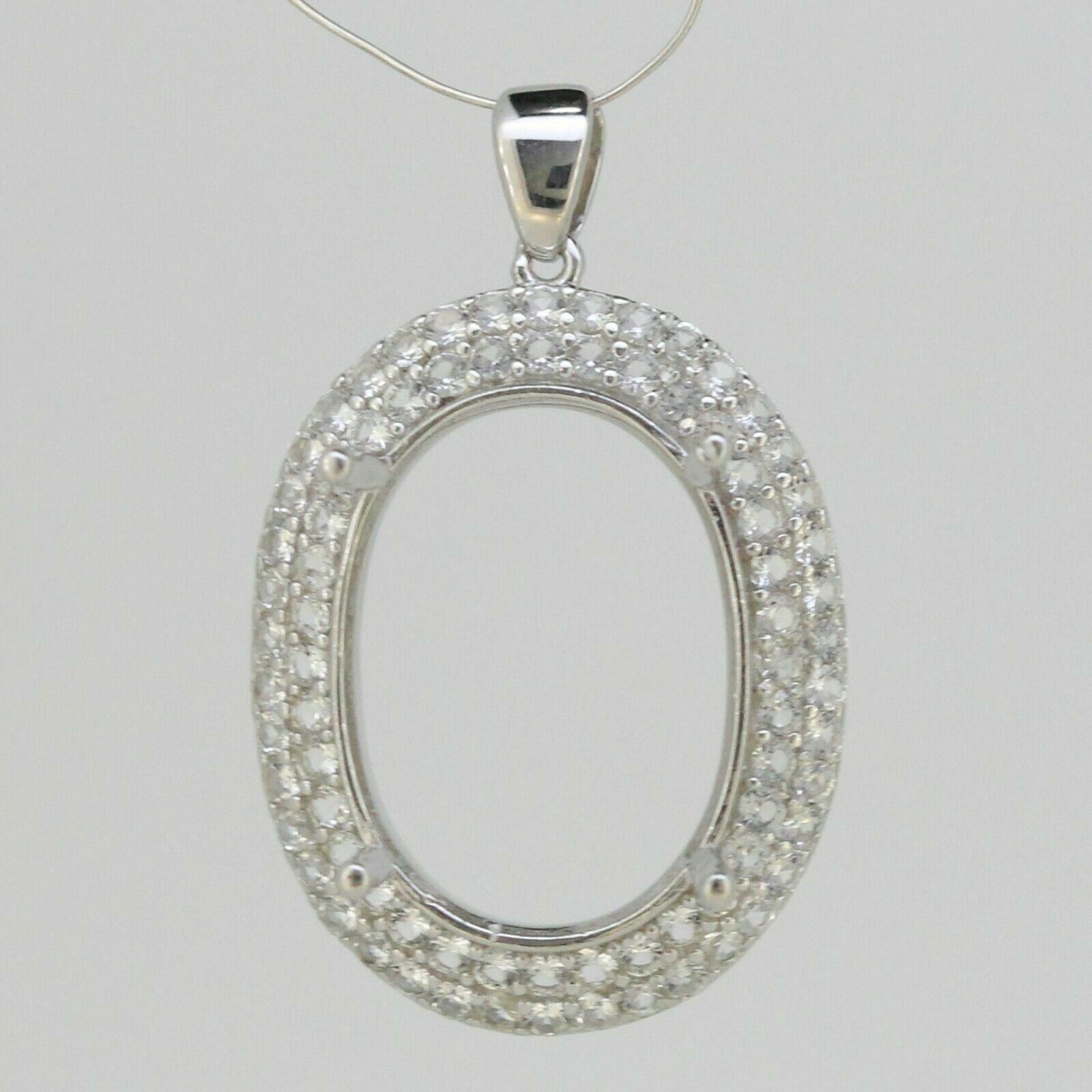 Sterling Silver Semi Mount Pendant Setting OV 20x15 18x13 16x12 14x12mm Topaz