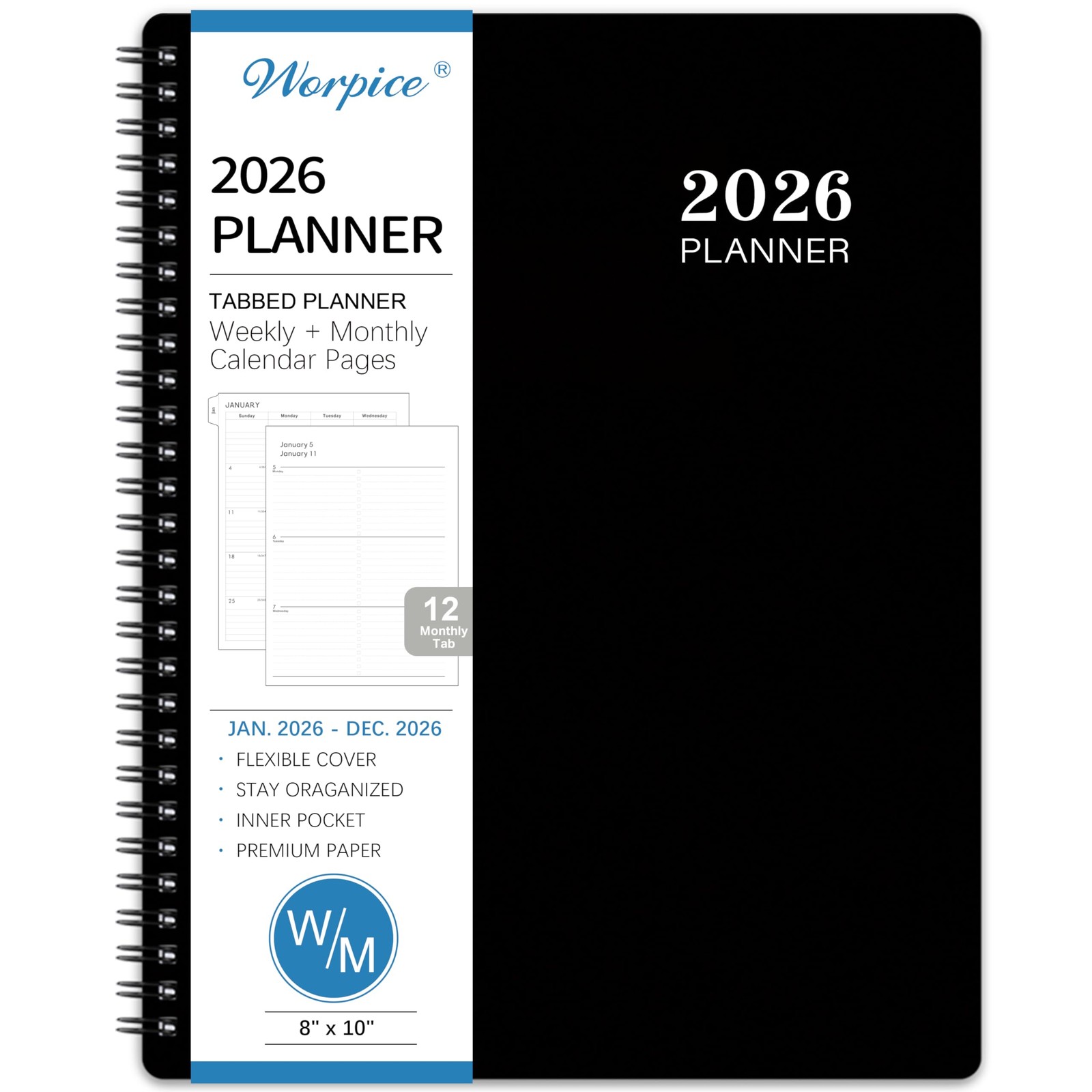 2026 Planner - 8” × 10”, Planner Weekly and Monthly 2026, from JAN to DEC 20...