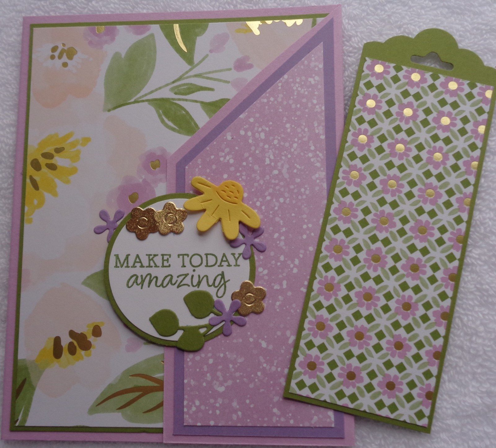 Stampin Up! Card Kit & Bookmark LOVELY & BEAUTIFUL DSP Sweet MAKE TODAY AMAZING