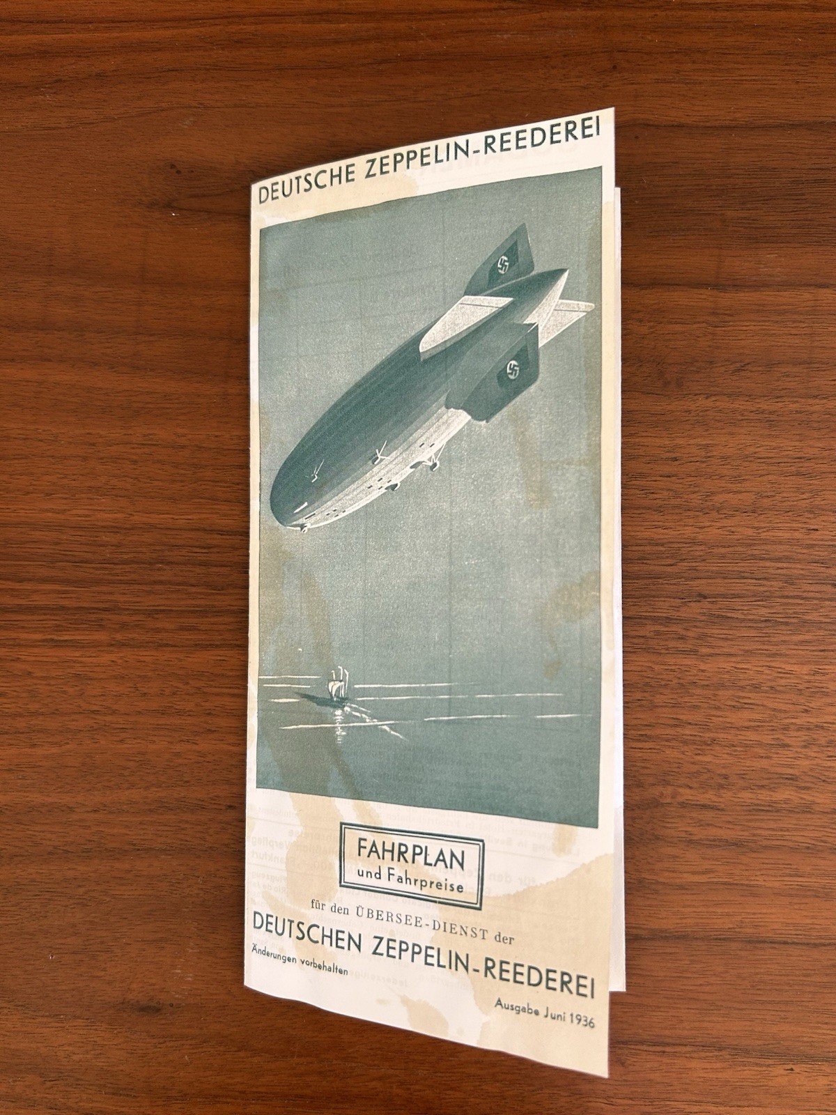 1936 Deutsche Zeppelin Reederei Fahrplan Brochure Hindenburg Schedule DZR German