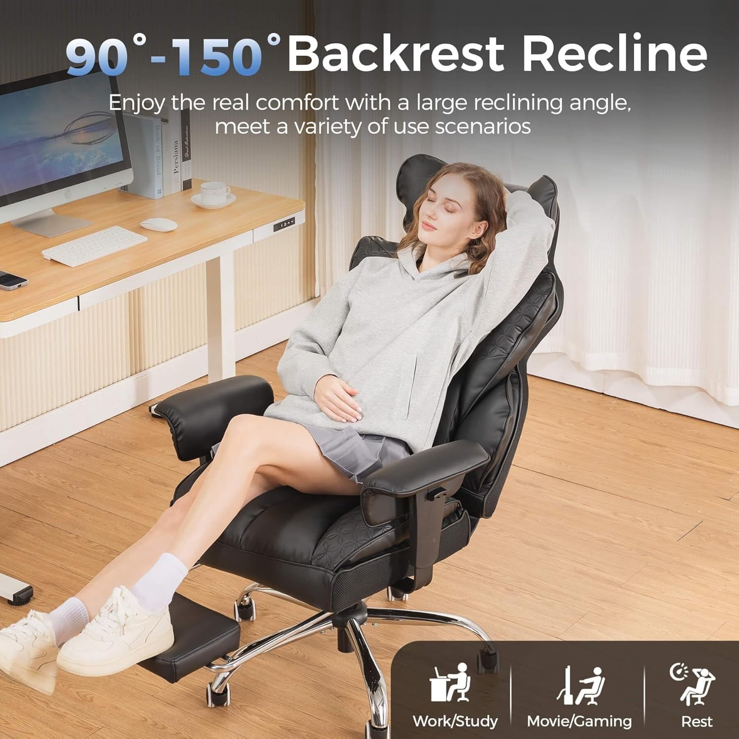 GTRACING Big and Tall Gaming Chair 400lbs Heavy Duty Office Chair with Footrest,