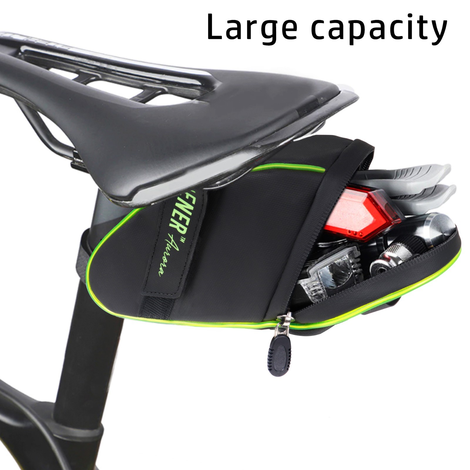 Bicycle Saddle Bag with Luminous Strips - Under Seat Storage Pouch for Cycling