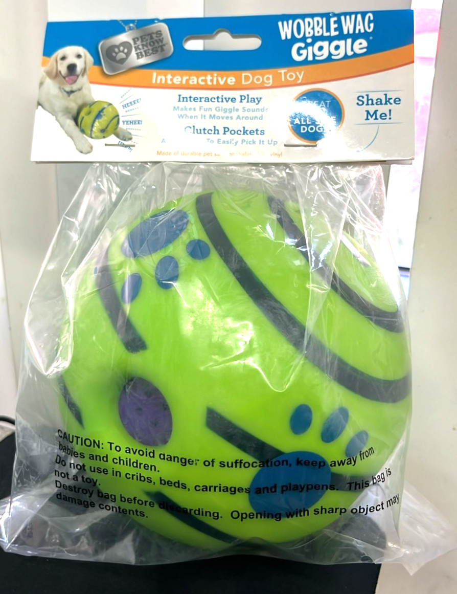 Wobble Wag Giggle Ball, Interactive Dog Toy, Fun Giggle Sounds When Rolled