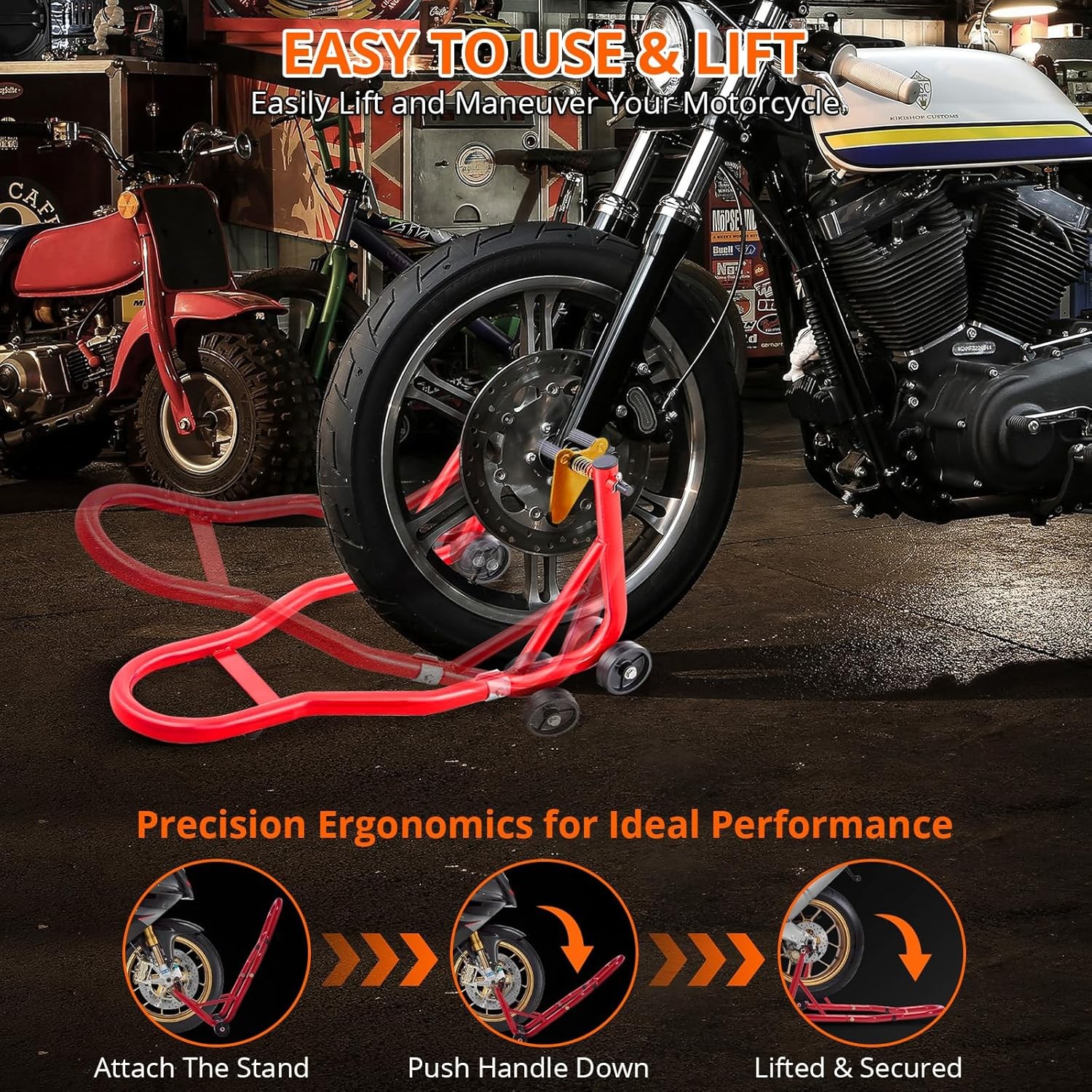 900lbs Motorcycle Front Rear Combo Stand Lift Swingarm Spool Paddock Stand Set