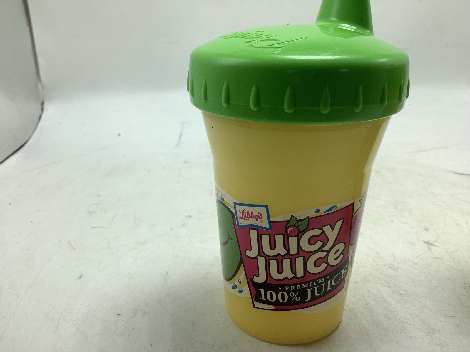 2 Vintage Playtex Juicy Juice Advertisement Plastic Sippy Cup with Valve RARE