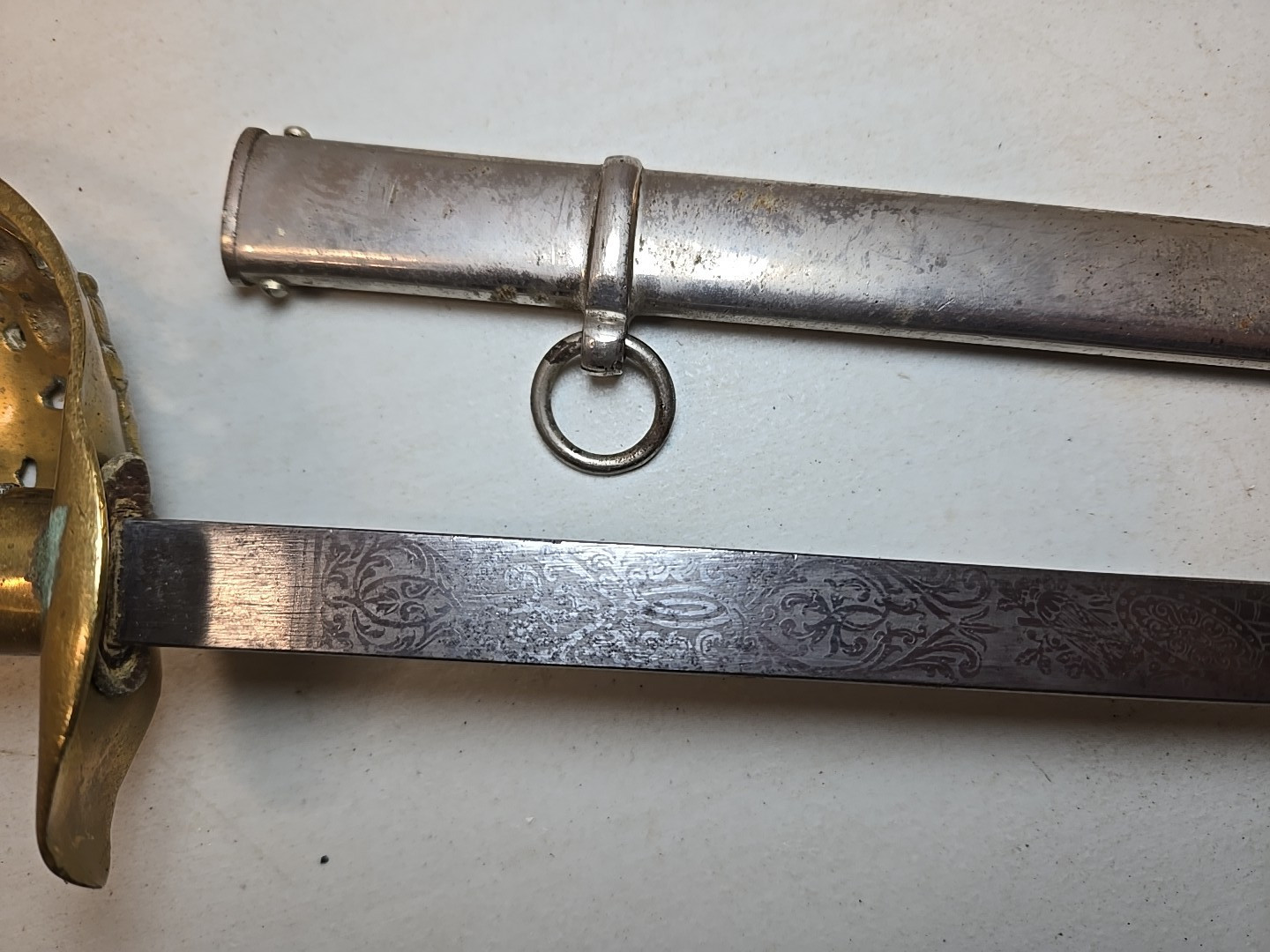 WWI M1889 German Wurttemberg Kinder Sabel Sword w/Scabbard - Etched - Kirschbaum