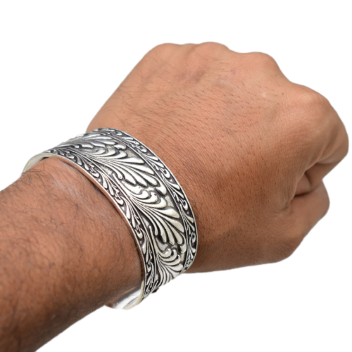 Handmade Vintage Sterling Silver Cuff Bangle – Adjustable 925 Silver Bracelet