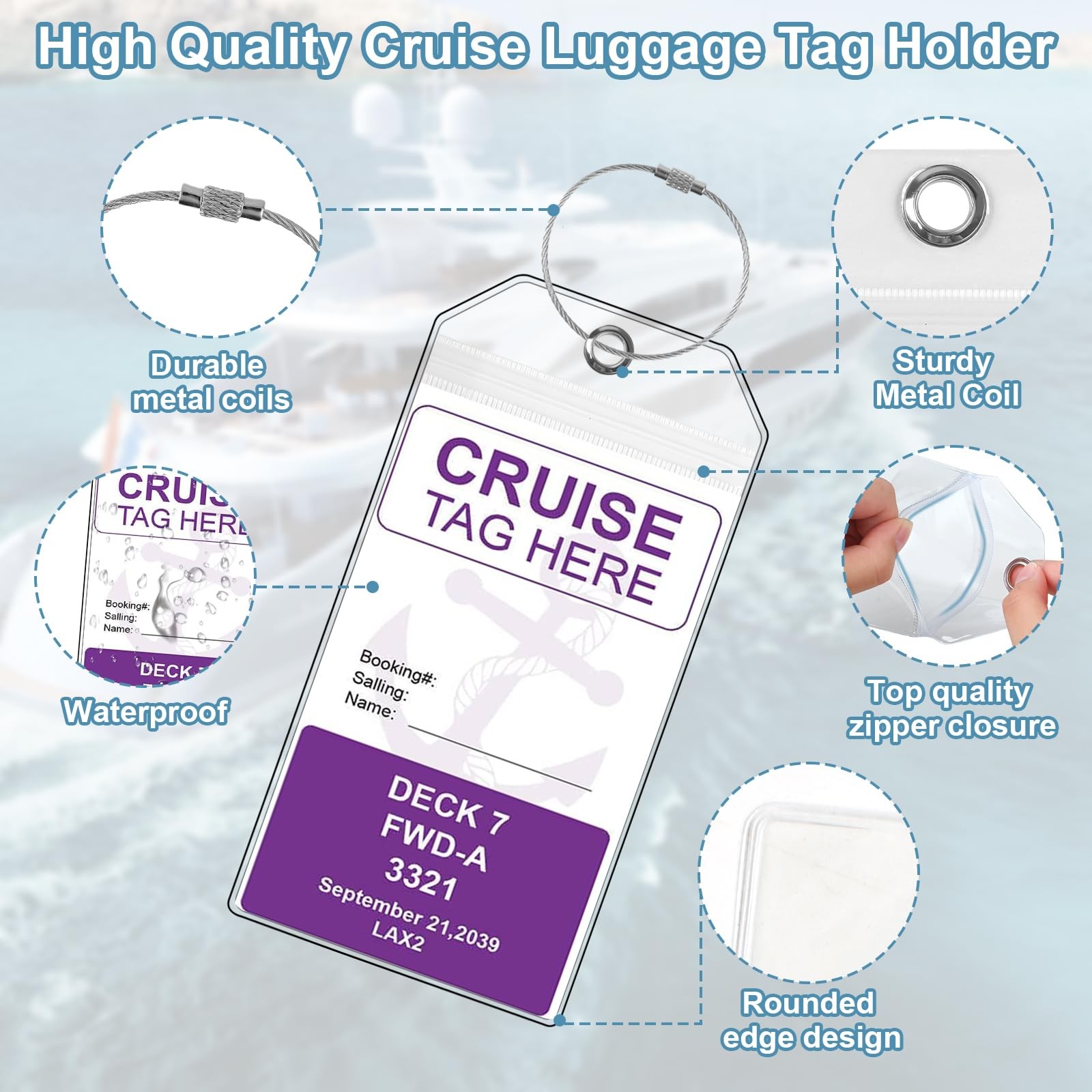 8-Pack Cruise Luggage Tag Holder, Cruise Luggage Tag Holder can be Used for 2...