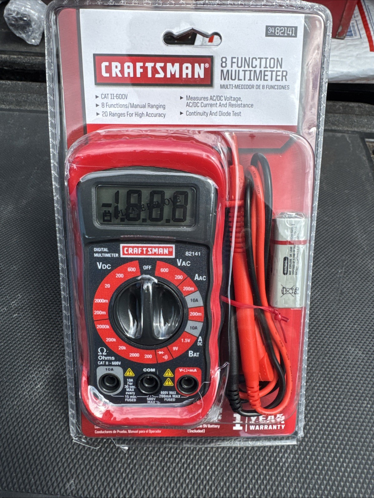 Sears Craftsman Nos 8 Function Digital Multimeter & Leads 82141 A/DC VOLTAGE