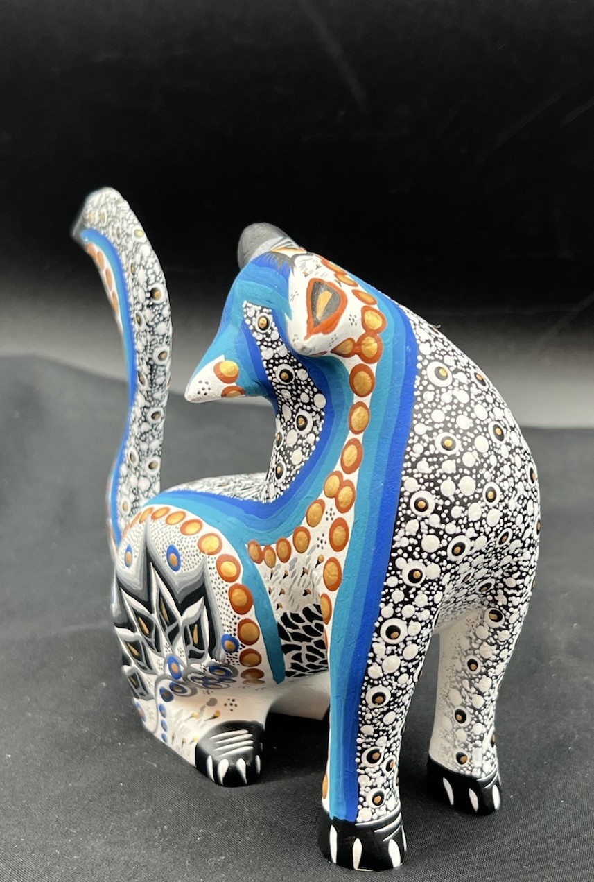 Alebrije Wooden Coyote Sculpture Painted By Margarita & Gabriela Sosa 4.5” X 6”