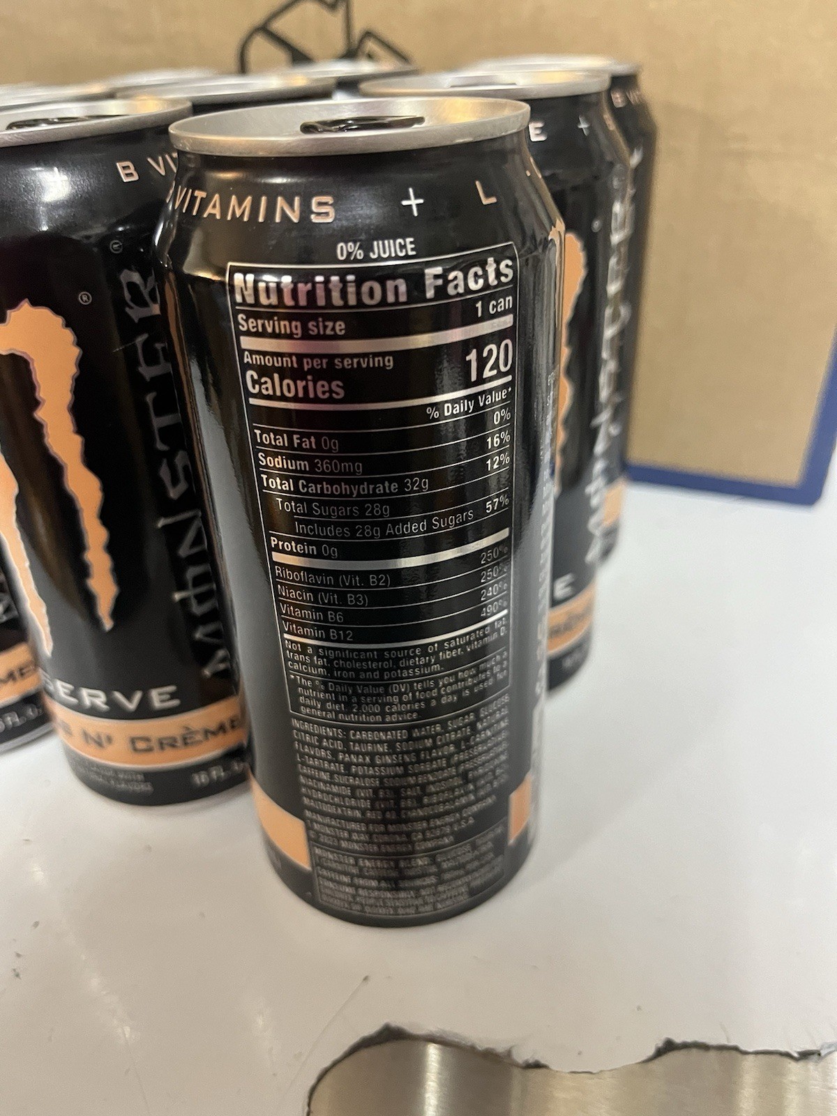 ( 12 Pack ) Monster Reserve Peaches N' Cream Energy Drink 16 oz Cans