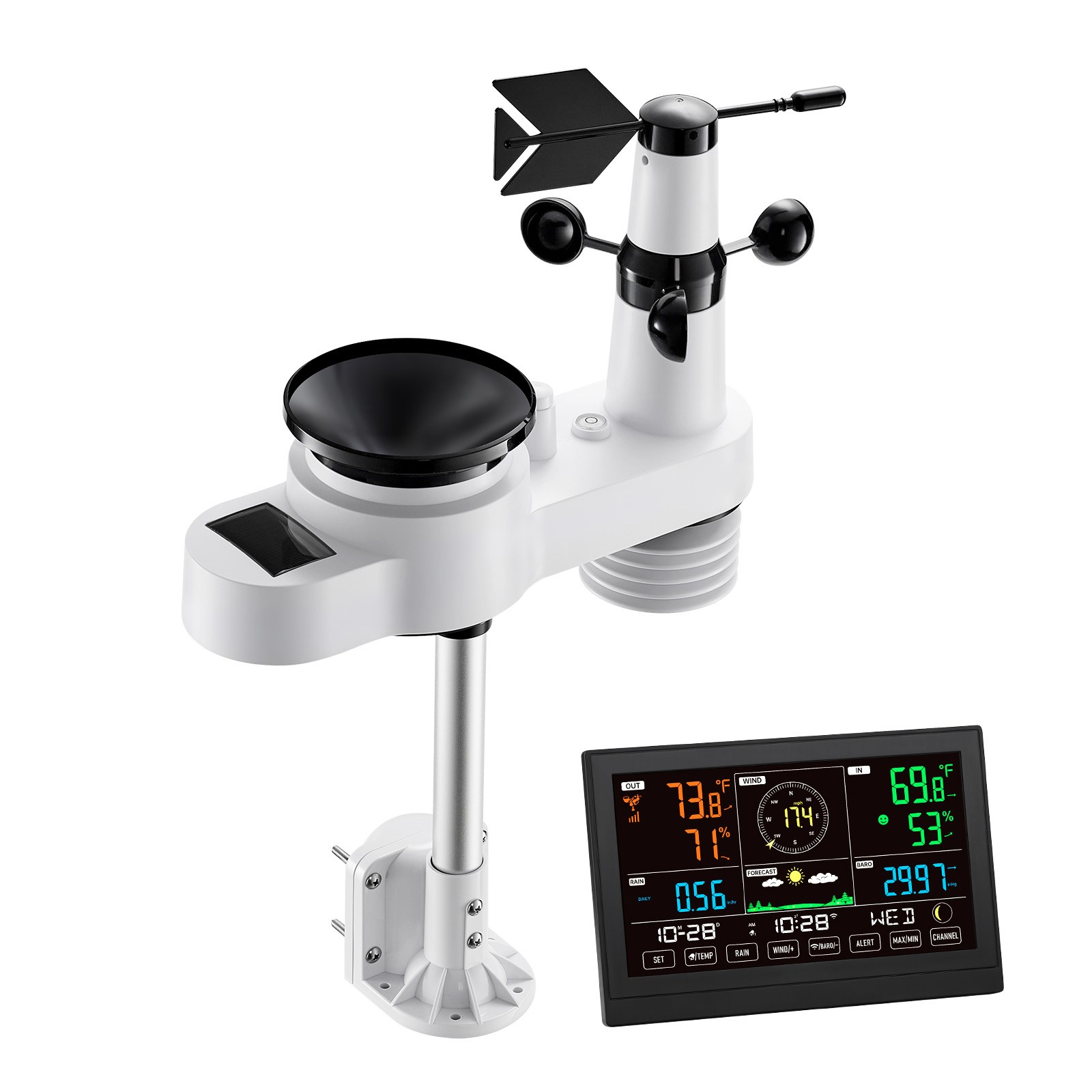 Uimoso 5-in-1 WIFI Wireless Weather Station with 7.5" VA Screen Outdoor Sensor