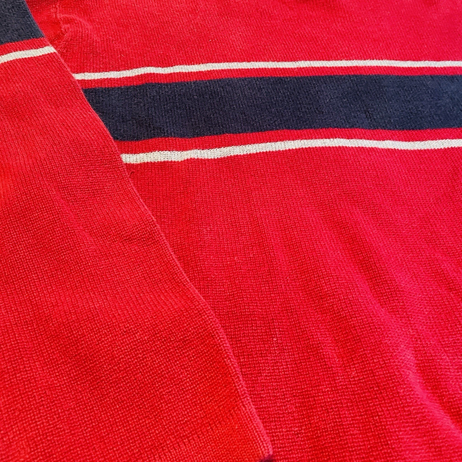 American Eagle Striped Knit Sweater Mens XL Red Navy Y2K Preppy Crewneck