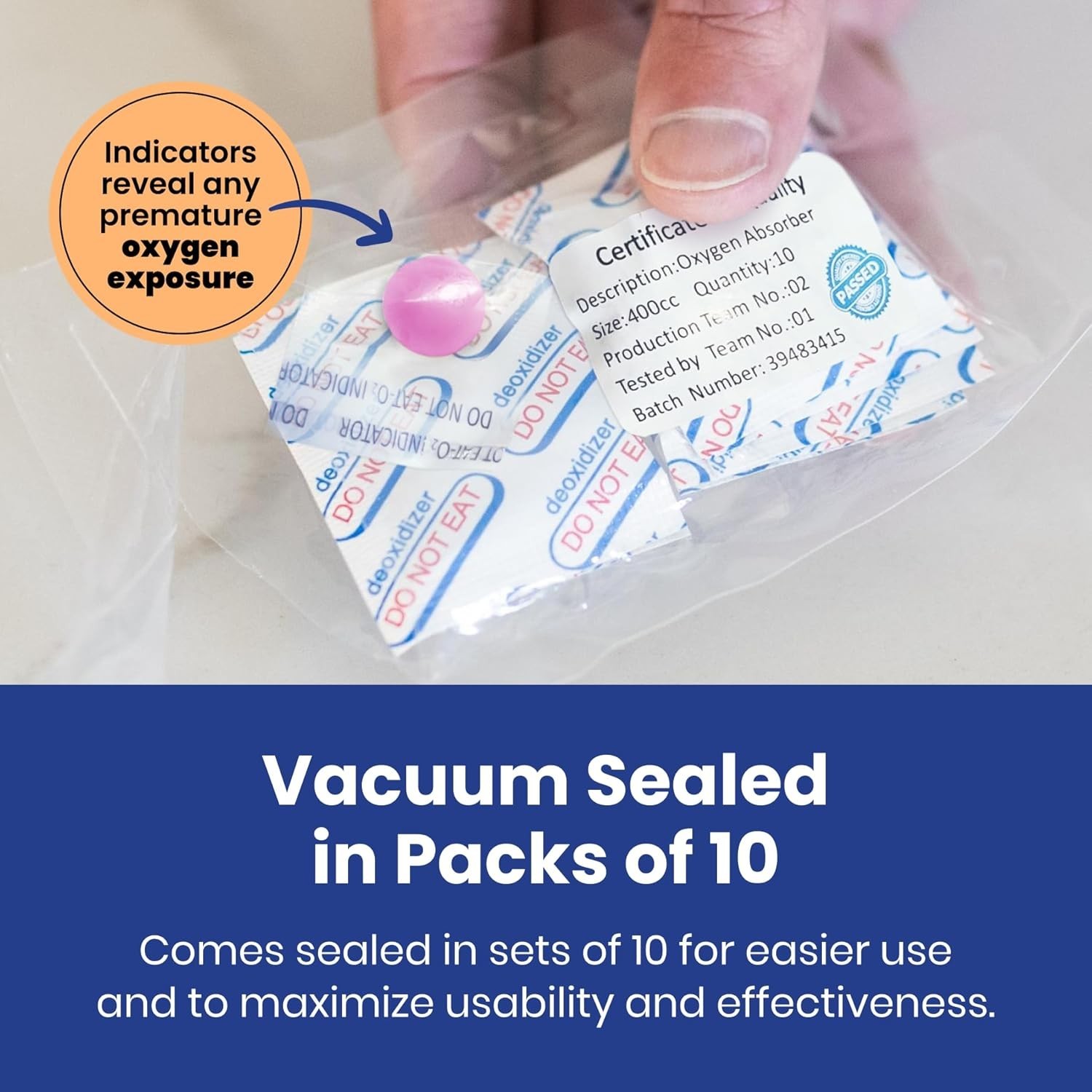 500cc Oxygen Absorbers - 100 Count - for Long Term Food Storage & Survival, Myla