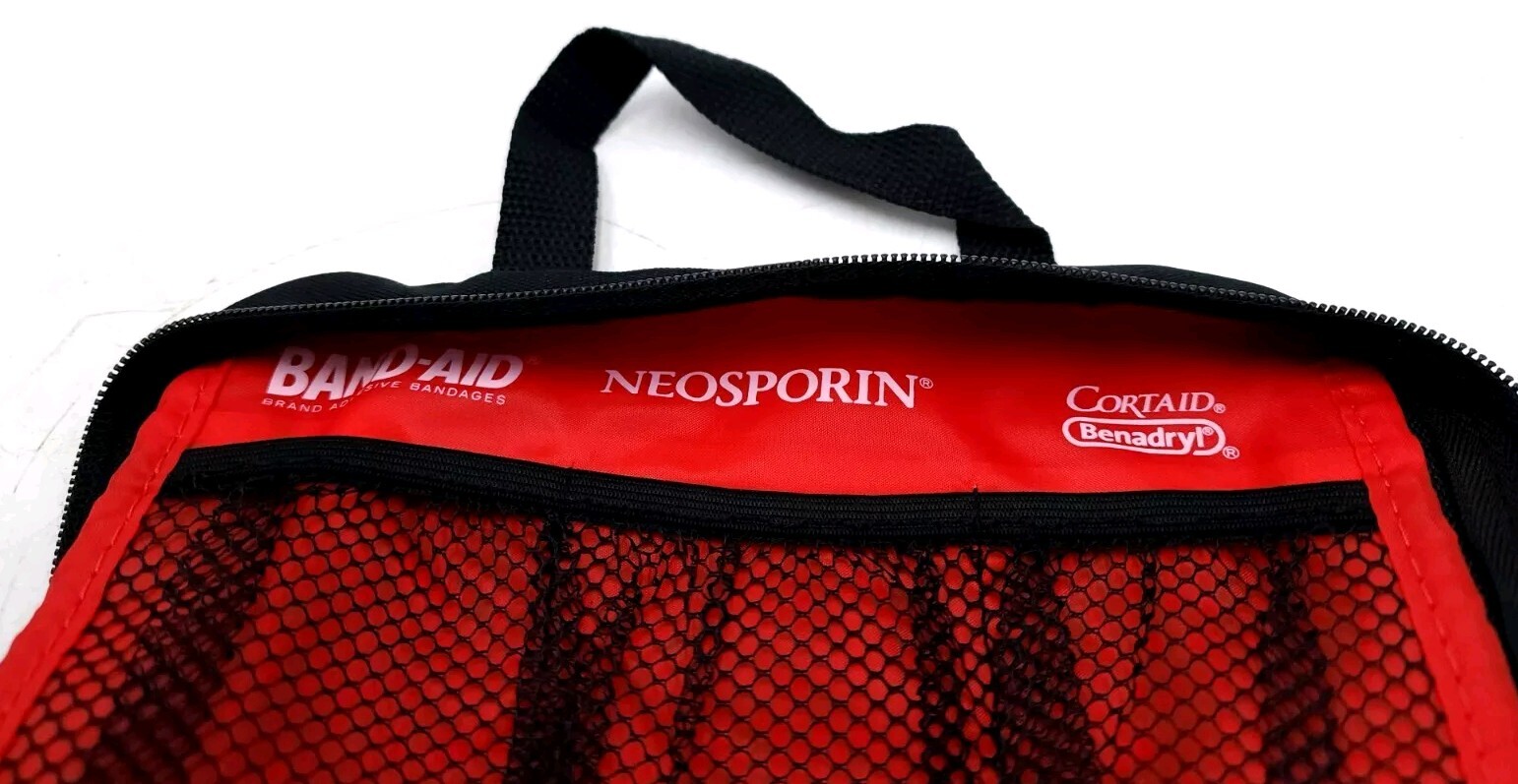 First Aid Kit Pouch/Box/Bag Empty Zipper Red/Black Soft Side Johnson (Emergency)