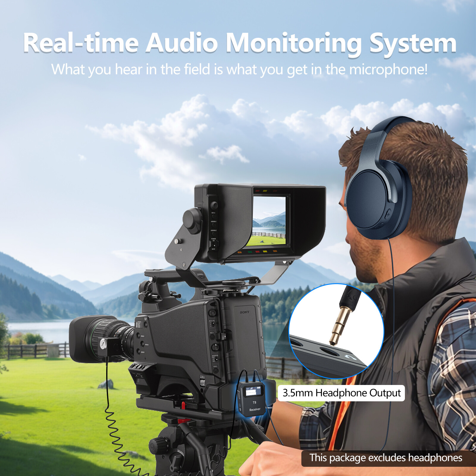 Wireless Lavalier Microphone System Lapel Mic for DSLR Camera Tablet Phone Vlog