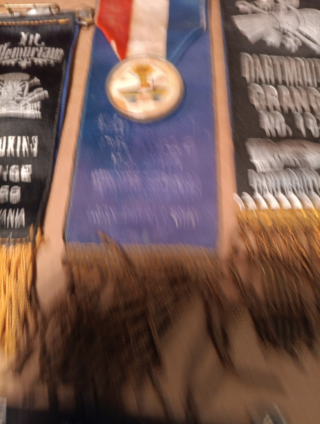 5 Original Patrons Of Husbandry Ribbons Various City's. All Complete Medals