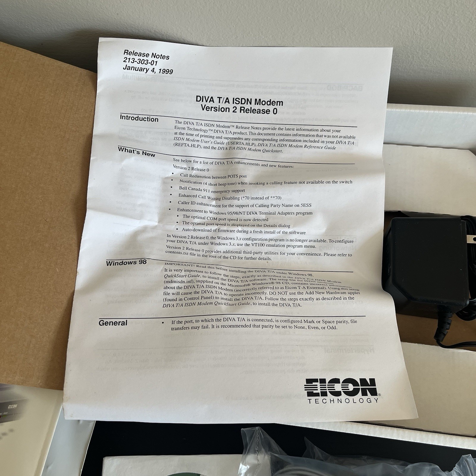 Eicon Technology DIVA T/A ISDN Modem External Vintage