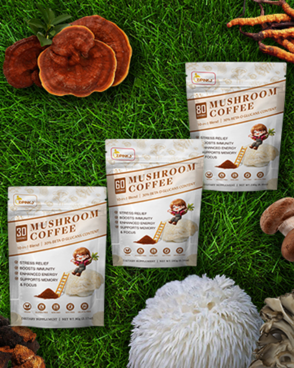 New Mushroom Coffee Organic Coffee 60 Servings in One Pack, No Odor, Exp 12/2027