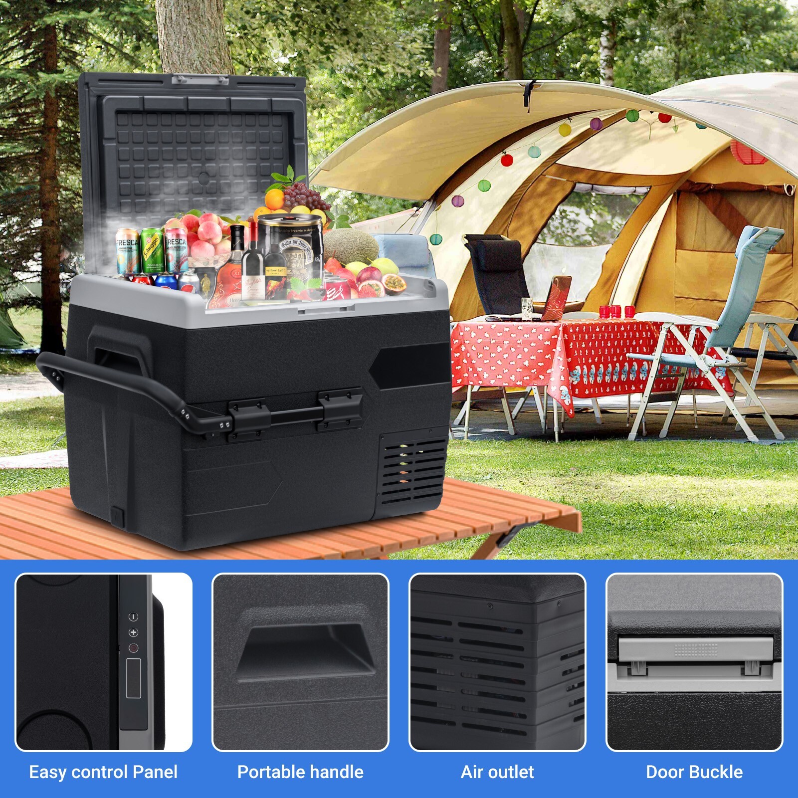 65L Portable Travel Car Refrigerator Freezer Truck Mini Fridge Camping 12V 24V