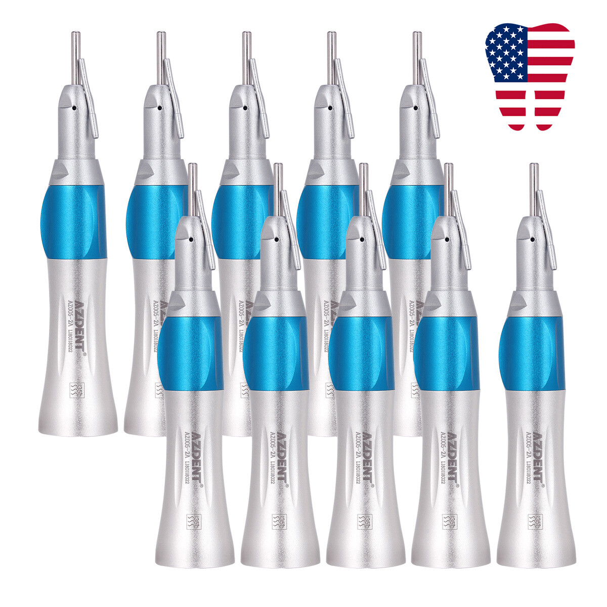 AZDENT Dental Surgical Straight Handpiece 1:1 NoseCone With External Nozzle Pipe