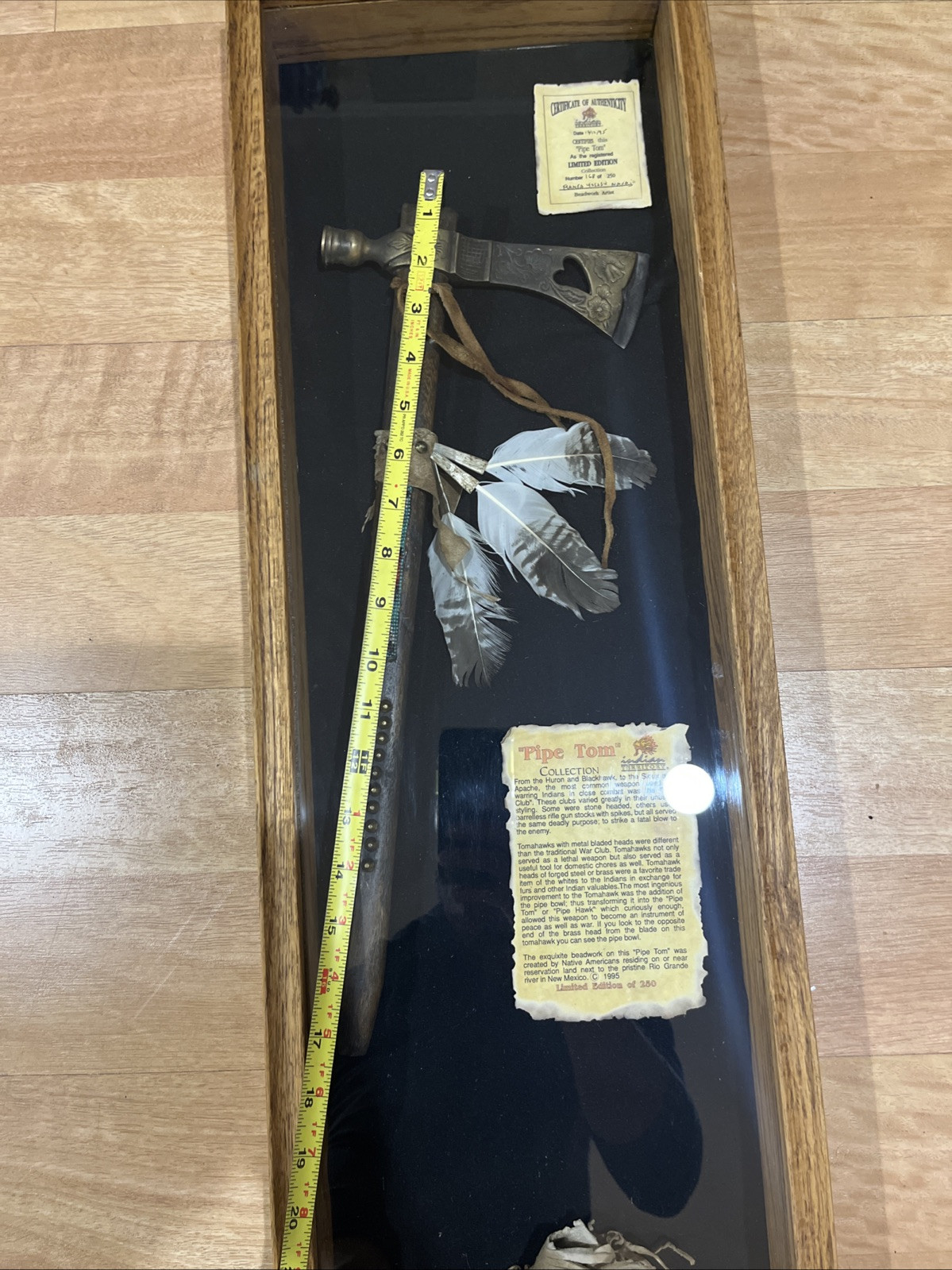 AUTH. NATIVE AMERICAN INDIAN Territory PIPE TOMAHAWK WITH Leather Tobacco Bag!