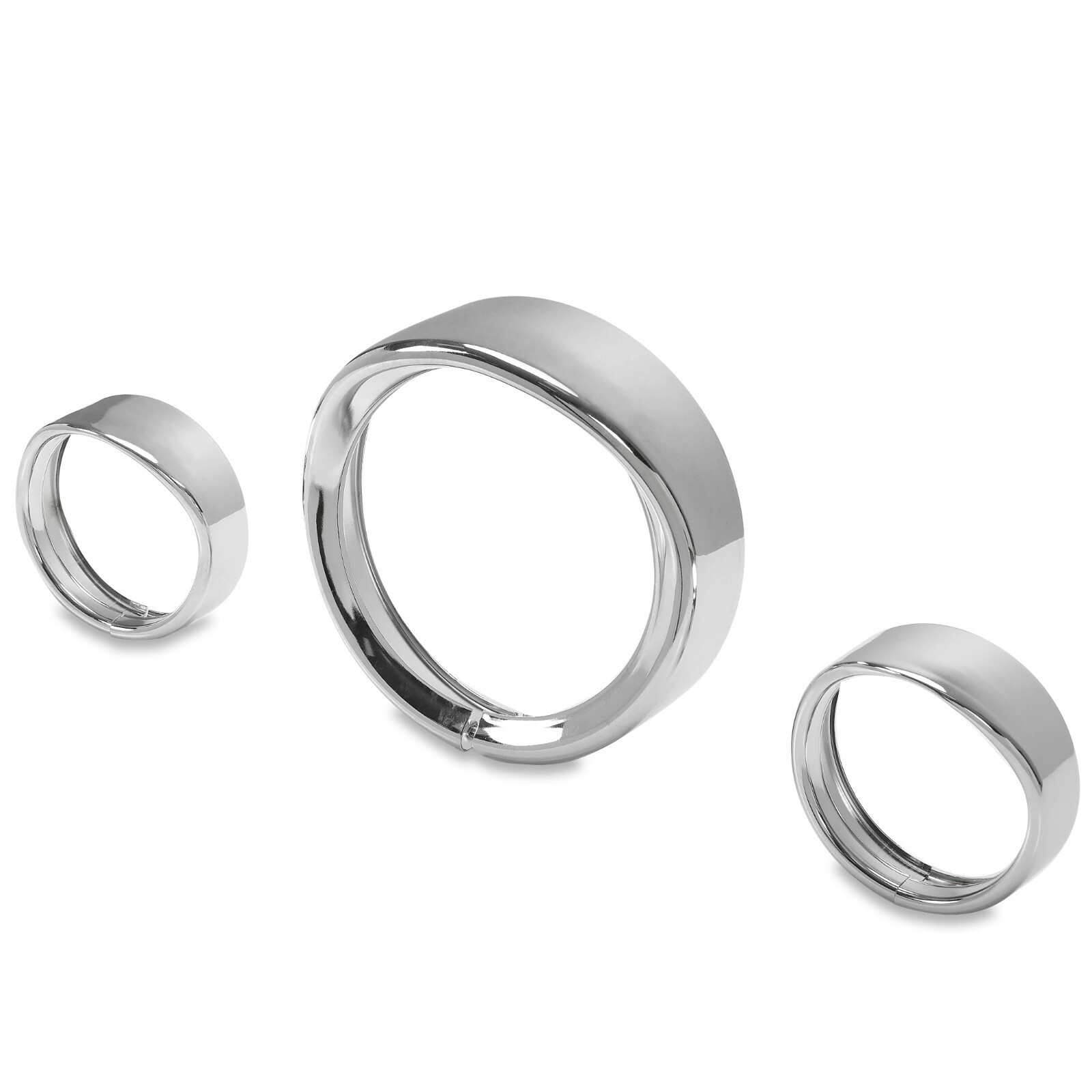 7" + 4.5" Headlight Fog Light Visor Style Trim Ring For Harley Touring Dyna