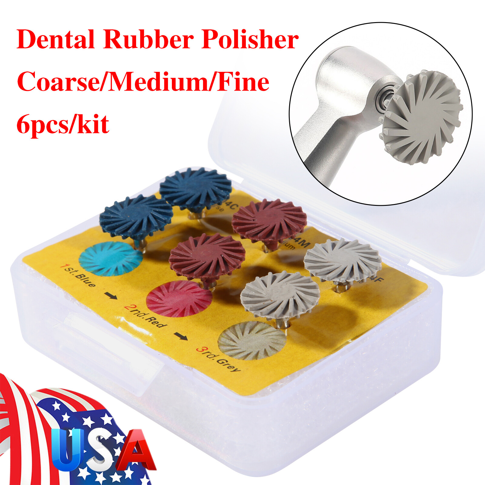 6Pcs Dental Composite Polishing Diamond System RA Disc 14mm Wheel Kit SANDENT po