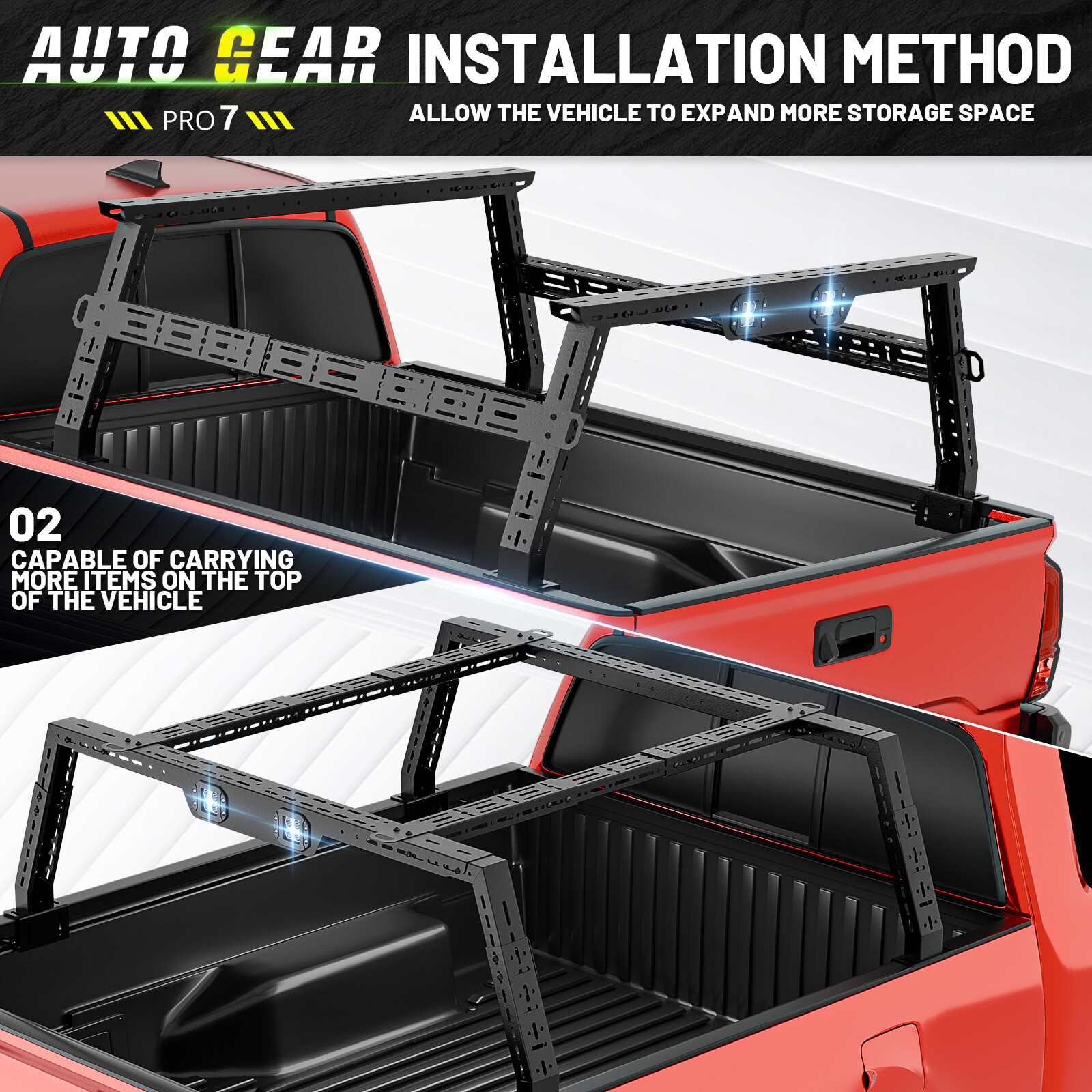 Adjustable 16-24.8" High Truck Bed Racks For 2005-2025 Tacoma,2005-2025 Frontier