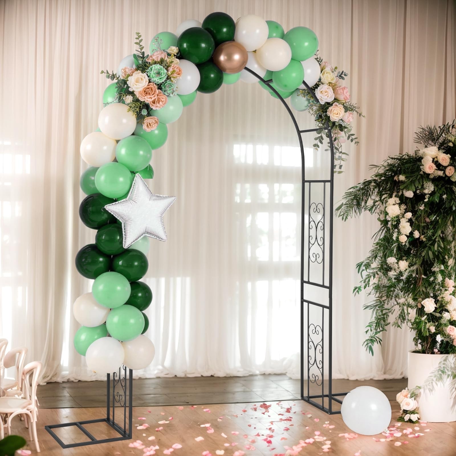 Metal Garden Arch Trellis for Climbing Plants Outdoor Wedding Patio Decor Black