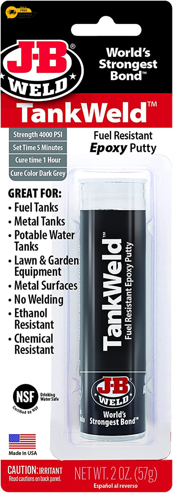J-B Weld 8217 TankWeld Gas Tank Repair - 1 oz.,Dark Grey