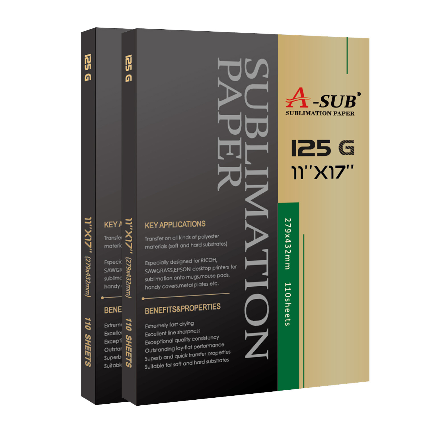 220 Sheets A-SUB Sublimation Paper 11x17 125g for Inkjet Printer Cotton Poly Mug