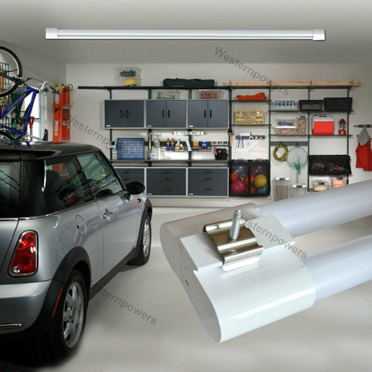 4x Westernpowers 36W LED Shop Light Fixture Work Garage Light 6000K White 4FT