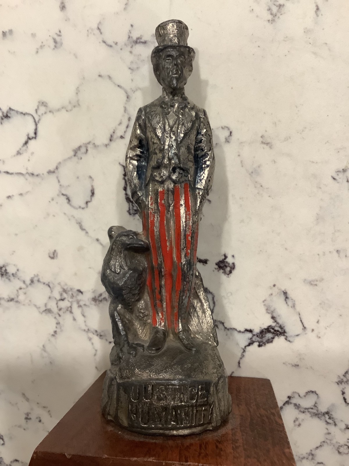 Vintage 1930s Hood Ornament Featuring Uncle Sam with Eagle by his Feet