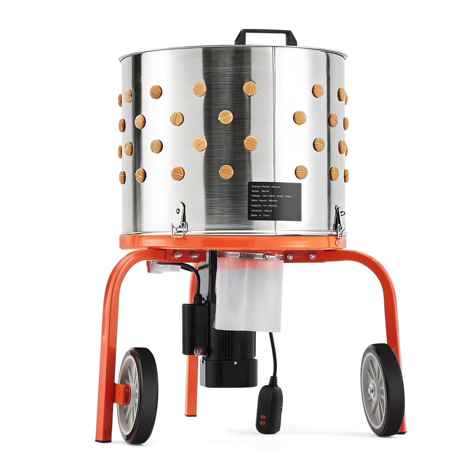 20" Chicken Plucker Machine Poultry Plucker SS Drum, 3500RPM Motor ,108 Fingers