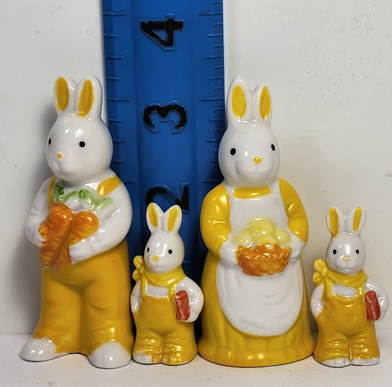 Vintage Torslow Denmark Easter Rabbit Family Ceramic Bunny Figurines Set of 4